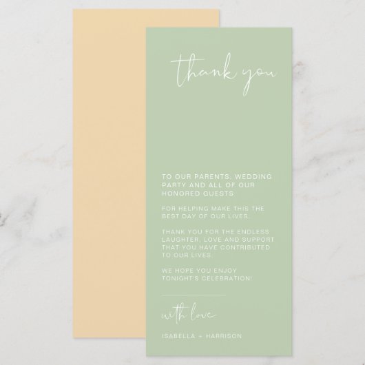 LEAH Trillende pasta-lentetel Dank je wel Menu (Voorkant / Achterkant)