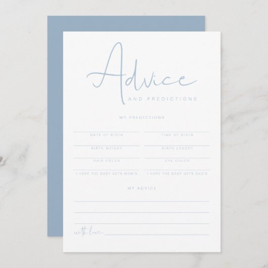 LEAH Vibrant Blue Baby Advice en Predication Kaart (Voorkant / Achterkant)