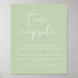 LEAH Vibrant Green Baby shower Time Capsule Poster