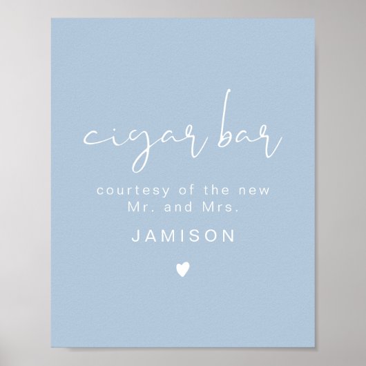 LEAH Vibrant pasta Dusty Blue Wedding Cigar Bar Poster (Voorkant)