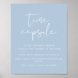 LEAH Vibrant Pastel Blue Baby shower Time Capsule Poster