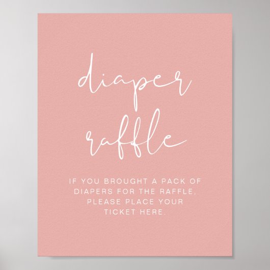 LEAH Vibrant Pastel Blush Pink Diaper Raffle Game Poster (Voorkant)