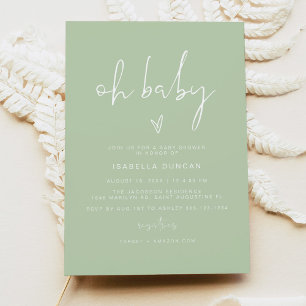 LEAH Vibrant Pastel Green Oh Baby Baby shower Kaart