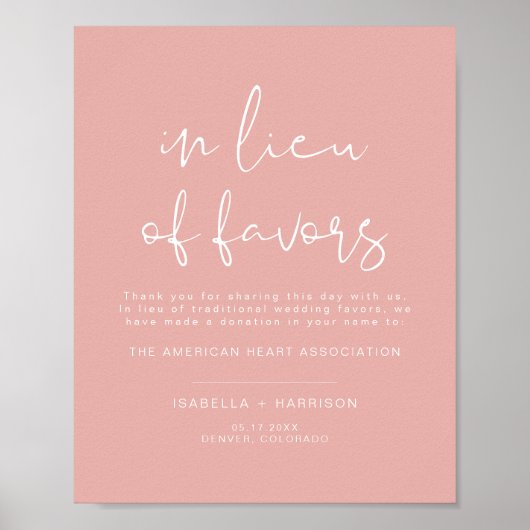 LEAH Vibrant Pastel in Lieu Favors Wedding Sign Poster (Voorkant)