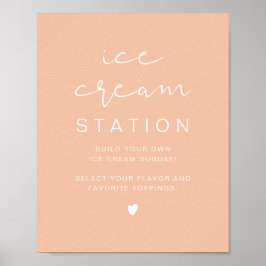 LEAH Vibrant Pastel Oranje Cute Ice Cream Station Poster