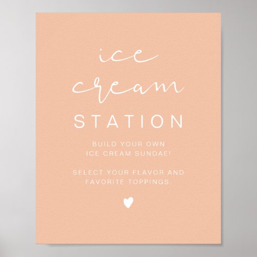 LEAH Vibrant Pastel Oranje Cute Ice Cream Station Poster (Voorkant)
