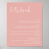 LEAH Vibrant Pastel Pink Let's Drink Bar Menu Poster (Voorkant)