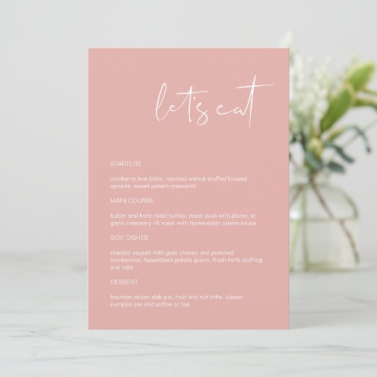 LEAH Vibrant Pastel Pink Let's Eat Menu (Staand voorkant)
