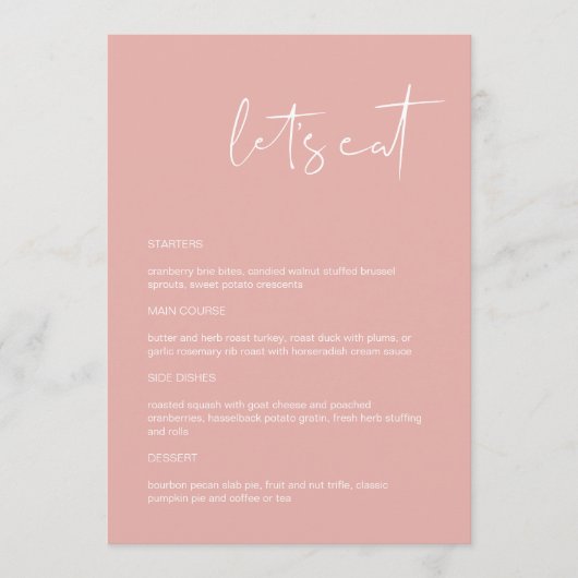 LEAH Vibrant Pastel Pink Let's Eat Menu (Voorkant)