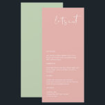 LEAH Vibrant Pastel Pink Spring Let's Eat Menu<br><div class="desc">Dit menu bevat een modern,  minimalistisch ontwerp met een levendige pastelroze en witte kleurencombinatie. Gebruik dit menu voor uw trouwreceptie,  vrijgezellenfeest,  feestdag,  enz. Bewerk de *Meest* formulering om aan uw behoeften te voldoen.</div>