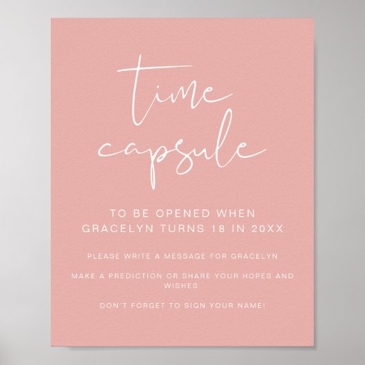 LEAH Vibrant Pastel Roze Baby shower Tijd Capsule Poster (Voorkant)