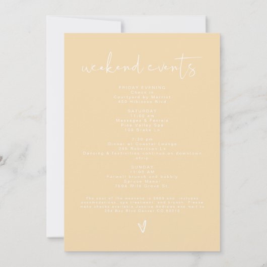 LEAH Vibrant Pastel Spring Cute Birthday Itinerary Kaart (Achterkant)