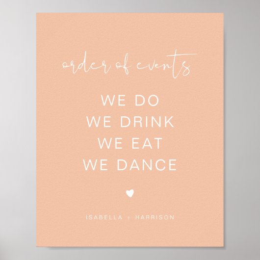LEAH Vibrant Pastel Wedding Order of Events Poster (Voorkant)