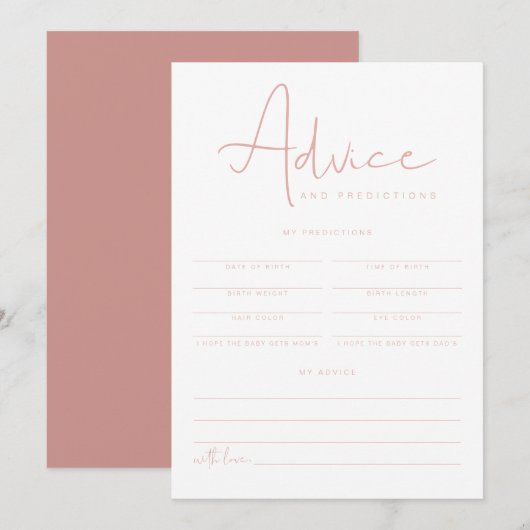 LEAH Vibrant Roze Baby Advice and Predictions Kaar Kaart (Voorkant / Achterkant)