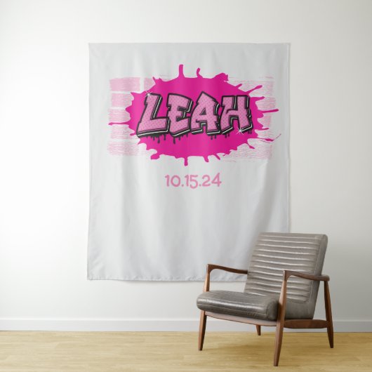Leah Your Graffiti Name Backdrop Foto-Gelegenheid Wandkleed (In situ)