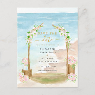 LeahG Beach Coastal Destination Save Date Briefkaart