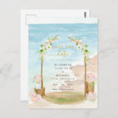 LeahG Beach Coastal Destination Save Date Briefkaart (Voorkant / Achterkant)