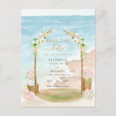 LeahG Beach Coastal Destination Save Date Briefkaart (Voorkant)