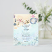 LeahG Beach Kust Bestemming Trouw Uitnodiging (Staand voorkant)