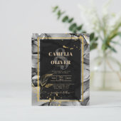 LeahG® Black Gold Alcohol Ink Wedding INVITE (Staand voorkant)