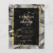 LeahG® Black Gold Alcohol Ink Wedding INVITE (Voorkant)