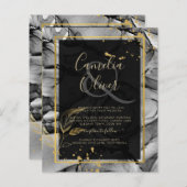 LeahG® Black Gold Alcohol Ink Wedding INVITE (Voorkant / Achterkant)