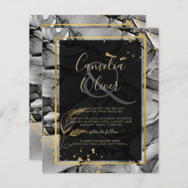 LeahG® Black Gold Alcohol Ink Wedding INVITE