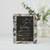 LeahG® Black Gold Alcohol Ink Wedding INVITE (Staand voorkant)