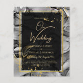 LeahG® Black Gold Alcohol Ink Wedding INVITE (Voorkant)