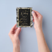 LeahG® Black Gold Alcohol Ink Wedding INVITE Flyer (Hand)