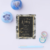 LeahG® Black Gold Alcohol Ink Wedding INVITE Flyer (Enkel)