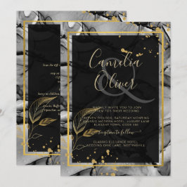 LeahG® Black Gold Alcohol Inkt Trouw UITNODIGING