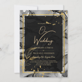 LeahG® Black Gold Alcohol Inkt Trouw UITNODIGING