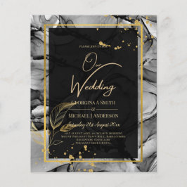 LeahG® Black Gold Alcohol Inkt Trouw UITNODIGING Flyer
