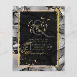 LeahG® Black Gold Alcohol Inkt Trouw UITNODIGING Flyer
