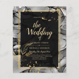LeahG® Black Gold Alcohol Inkt Trouw UITNODIGING Flyer