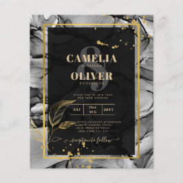 LeahG® Black Gold Alcohol Inkt Trouw UITNODIGING Flyer