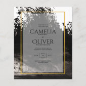 LeahG Black Gold INK Abstract Wedding Invite (Voorkant)
