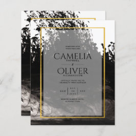LeahG Black Gold INK Abstract Wedding Invite