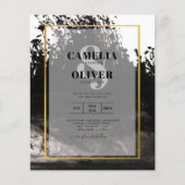 LeahG Black Gold INK Abstract Wedding Invite (Voorkant)