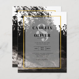LeahG Black Gold INK Abstract Wedding Invite