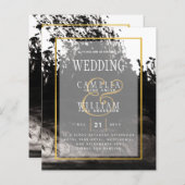 LeahG Black Gold INK Abstract Wedding Invite (Voorkant / Achterkant)