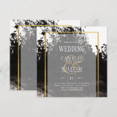 LeahG Black Gold INK Abstract Wedding Invite (Voorkant / Achterkant)