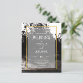 LeahG Black Gold INK Abstract Wedding Invite (Staand voorkant)