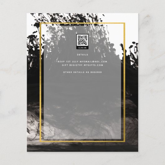 LeahG Black Gold INK Abstract Wedding Invite (Achterkant)