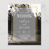 LeahG Black Gold INK Abstract Wedding Invite (Voorkant)