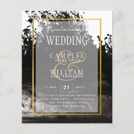 LeahG Black Gold INK Abstract Wedding Invite Flyer