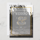 LeahG Black Gold INK Abstract Wedding Invite Kaart (Voorkant)