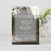 LeahG Black Gold INK Abstract Wedding Invite Kaart (Staand voorkant)