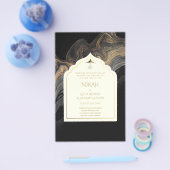 LeahG Black Gold Islamitische Moslim Trouwkaarten Flyer (Enkel)